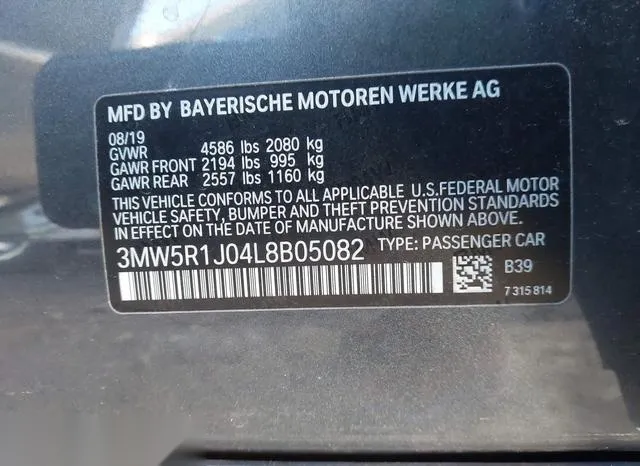 3MW5R1J04L8B05082 2020 2020 BMW 3 Series- 330I 9