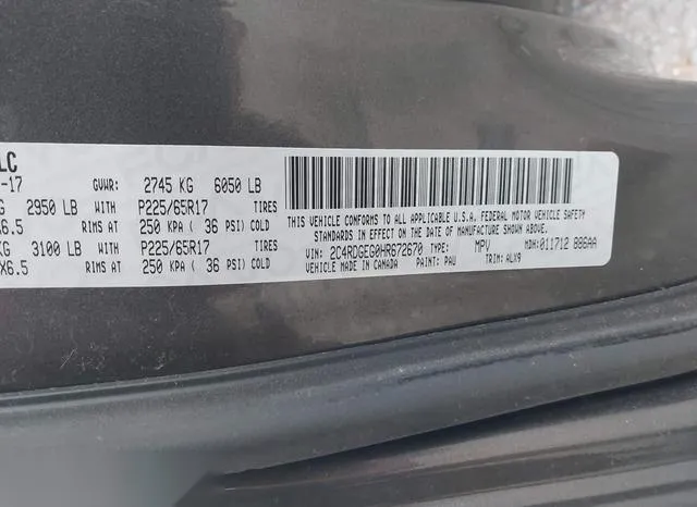 2C4RDGEG0HR672670 2017 2017 Dodge Grand Caravan- GT 9