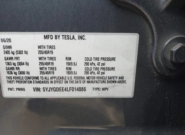 5YJYGDEE4LF014886 2020 2020 Tesla Model Y- Long Range Dual 9