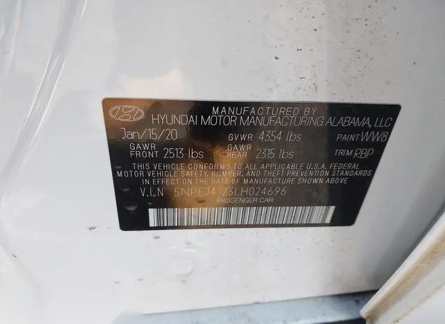 5NPEJ4J23LH024696 2020 2020 Hyundai Sonata- Sel Plus 9