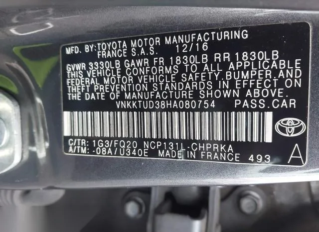 VNKKTUD38HA080754 2017 2017 Toyota Yaris- L 9