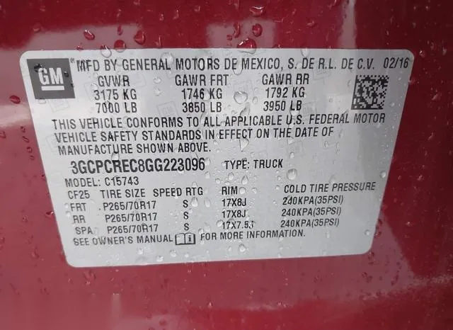 3GCPCREC8GG223096 2016 2016 Chevrolet Silverado 1500- 1LT 9