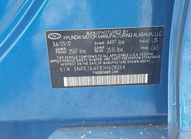 5NPE24AF8JH628354 2018 2018 Hyundai Sonata- SE 9