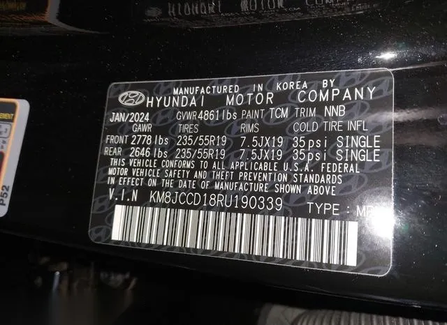 KM8JCCD18RU190339 2024 2024 Hyundai Tucson- Hybrid Sel Conv 9