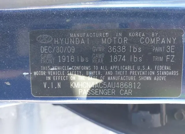 KMHCN4AC5AU486812 2010 2010 Hyundai Accent- Gls 9