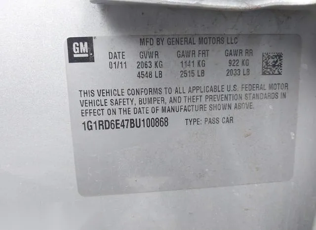 1G1RD6E47BU100868 2011 2011 Chevrolet Volt 9