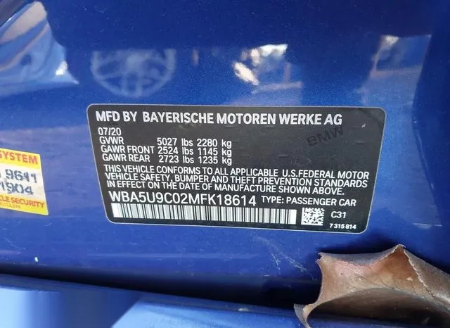 WBA5U9C02MFK18614 2021 2021 BMW 3 Series- M340I Xdrive 9