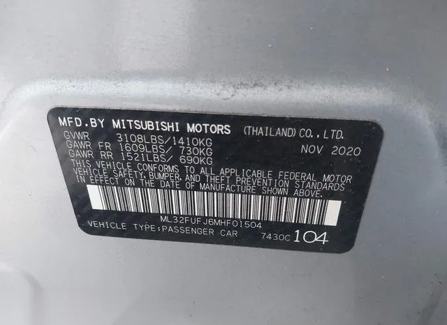 ML32FUFJ6MHF01504 2021 2021 Mitsubishi Mirage- G4 Carbonite 9