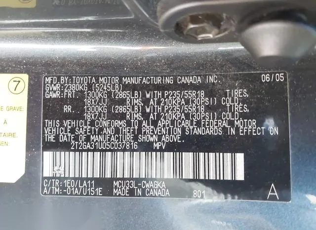 2T2GA31U05C037816 2005 2005 Lexus RX- 330 9