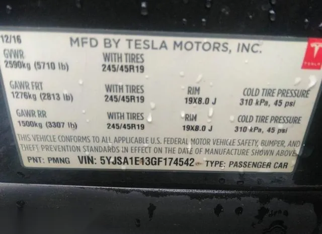 5YJSA1E13GF174542 2016 2016 Tesla Model S- 60/70/75/85 9