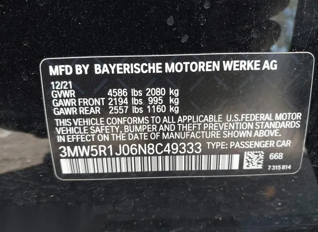 3MW5R1J06N8C49333 2022 2022 BMW 3 Series- 330I 9