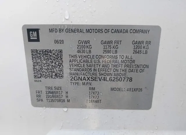 2GNAXSEV4L6250778 2020 2020 Chevrolet Equinox- Awd Ls 9