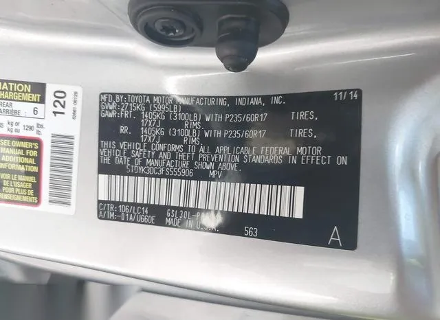 5TDYK3DC3FS555906 2015 2015 Toyota Sienna- Xle 7 Passenger/ 9