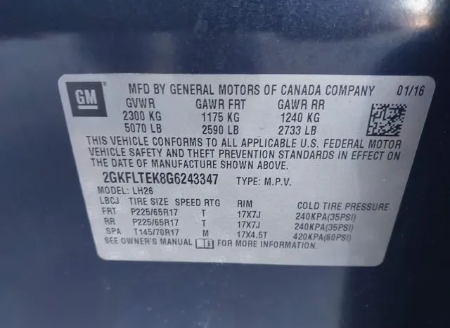 2GKFLTEK8G6243347 2016 2016 GMC Terrain- Sle-2 9