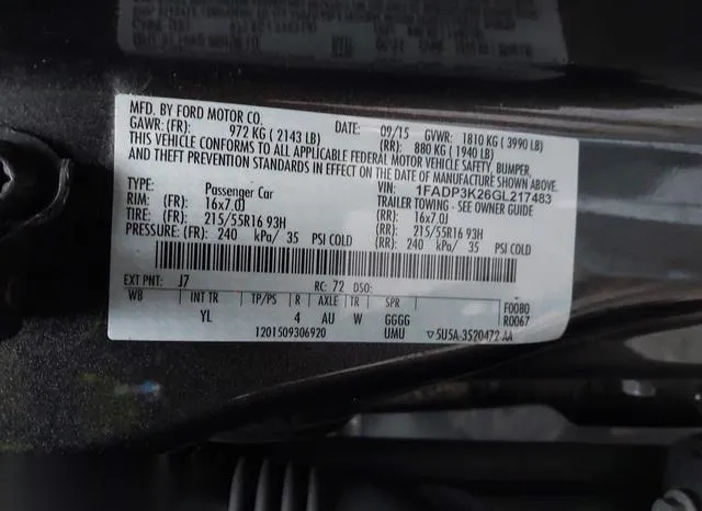 1FADP3K26GL217483 2016 2016 Ford Focus- SE 9