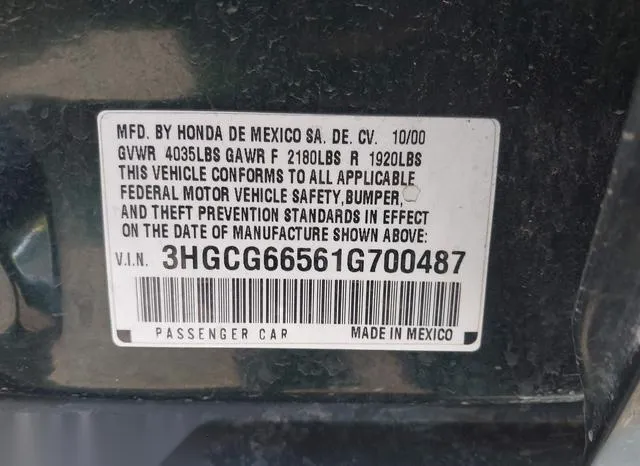 3HGCG66561G700487 2001 2001 Honda Accord- 2-3 LX 9