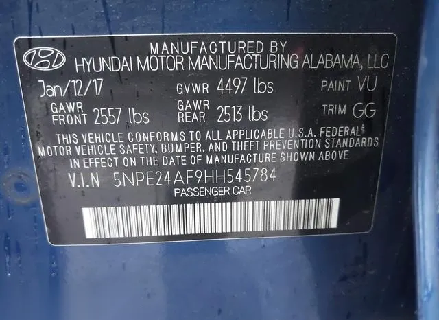 5NPE24AF9HH545784 2017 2017 Hyundai Sonata 9