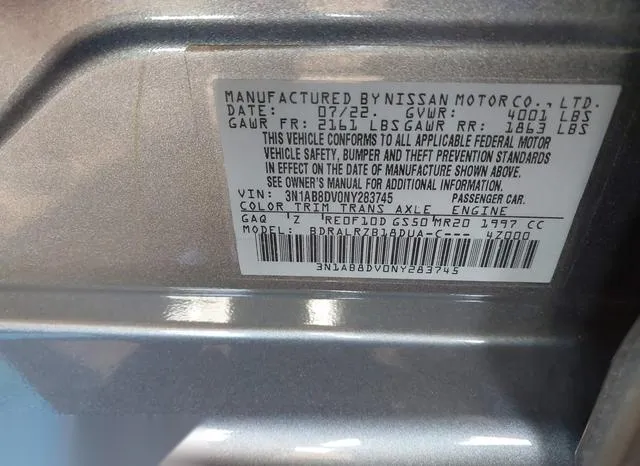 3N1AB8DV0NY283745 2022 2022 Nissan Sentra- Sr Xtronic Cvt 9