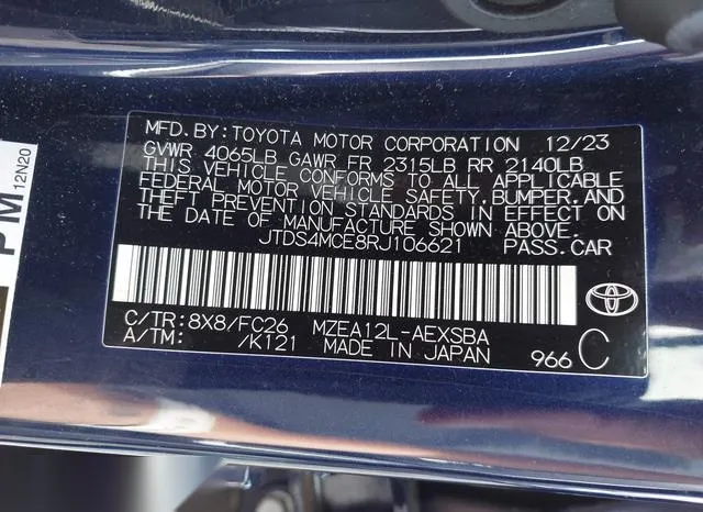 JTDS4MCE8RJ106621 2024 2024 Toyota Corolla- SE 9