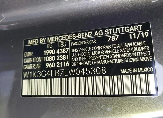 W1K3G4EB7LW045308 2020 2020 Mercedes-Benz A 220 9