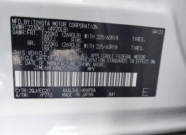 JTME6RFV8ND525593 2022 2022 Toyota RAV4- Hybrid Xse 9