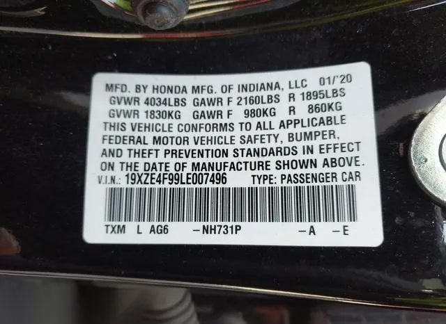 19XZE4F99LE007496 2020 2020 Honda Insight- Touring 9