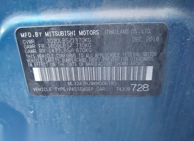 ML32A3HJ9KH006780 2019 2019 Mitsubishi Mirage- RF 9