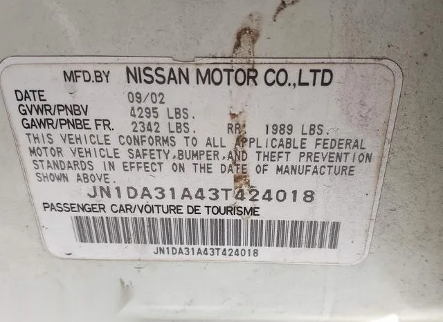 JN1DA31A43T424018 2003 2003 Nissan Maxima- Gle 9