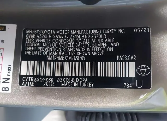 NMTKHMBX1MR128705 2021 2021 Toyota C-HR- Xle 9