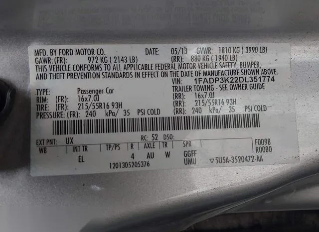 1FADP3K22DL351774 2013 2013 Ford Focus- SE 9