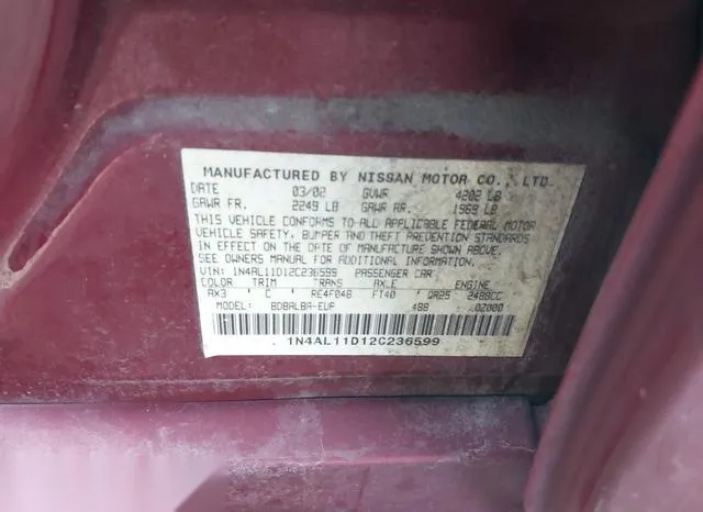 1N4AL11D12C236599 2002 2002 Nissan Altima- 2-5 S 9