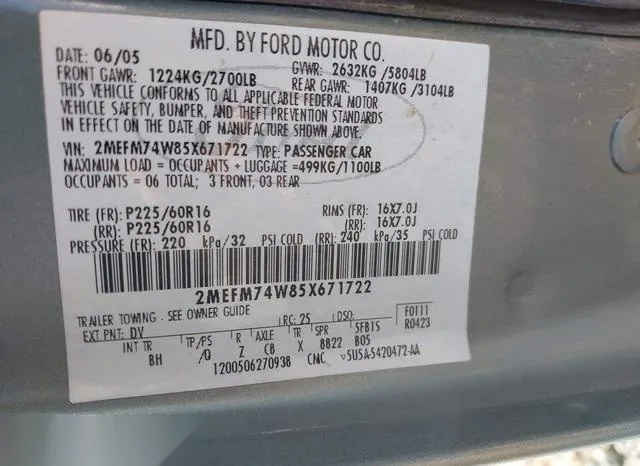 2MEFM74W85X671722 2005 2005 Mercury Grand Marquis- GS 9