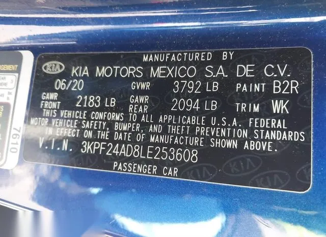 3KPF24AD8LE253608 2020 2020 KIA Forte- Lxs 9