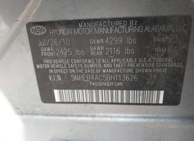 5NPEB4AC5BH113626 2011 2011 Hyundai Sonata- Gls 9