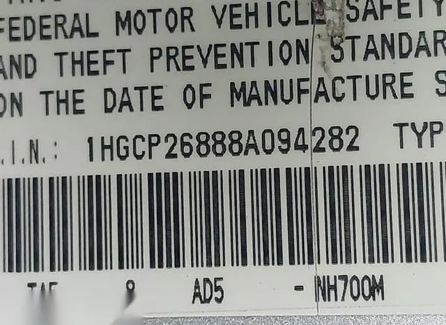 1HGCP26888A094282 2008 2008 Honda Accord- 2-4 Ex-L 9