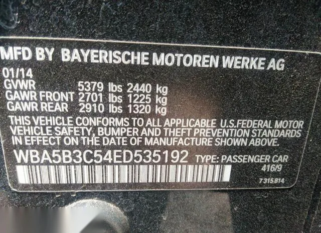 WBA5B3C54ED535192 2014 2014 BMW 5 Series- 535I Xdrive 9