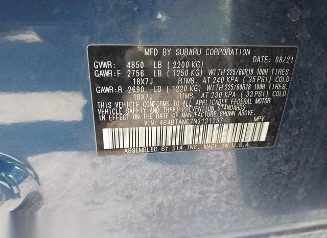 4S4BTANC7N3131257 2022 2022 Subaru Outback- Limited 9