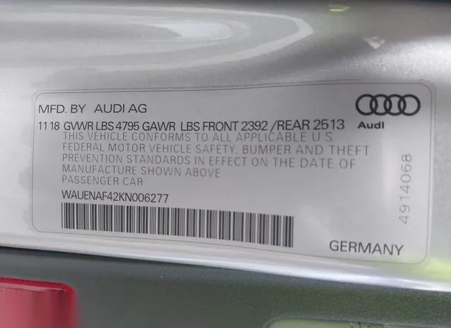 WAUENAF42KN006277 2019 2019 Audi A4- 45 Premium 9