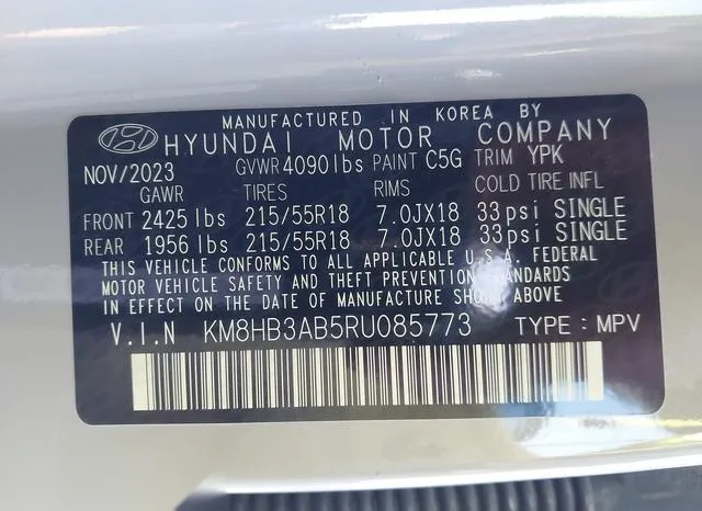 KM8HB3AB5RU085773 2024 2024 Hyundai Kona- Sel 9