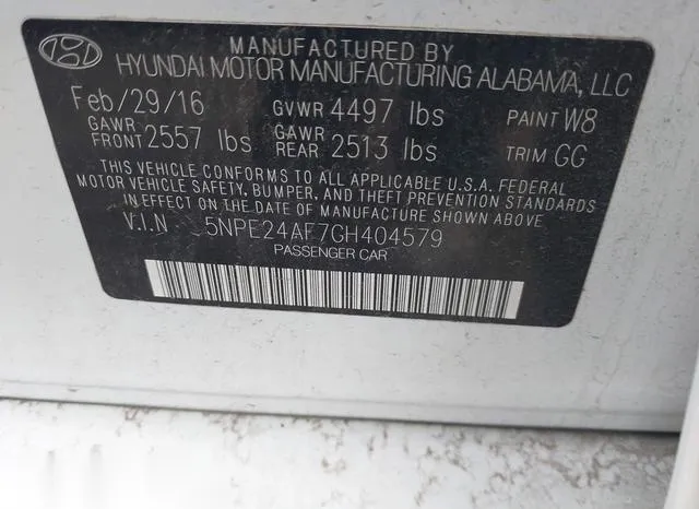 5NPE24AF7GH404579 2016 2016 Hyundai Sonata 9