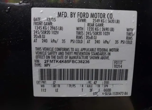 2FMTK4K85FBC38236 2015 2015 Ford Edge- Titanium 9