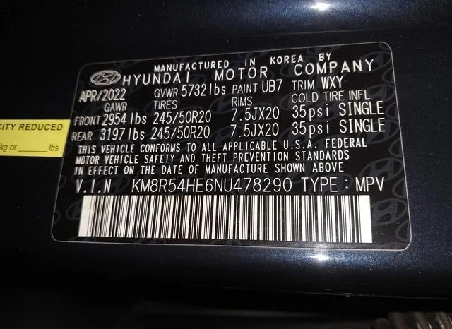 KM8R54HE6NU478290 2022 2022 Hyundai Palisade- Limited 9