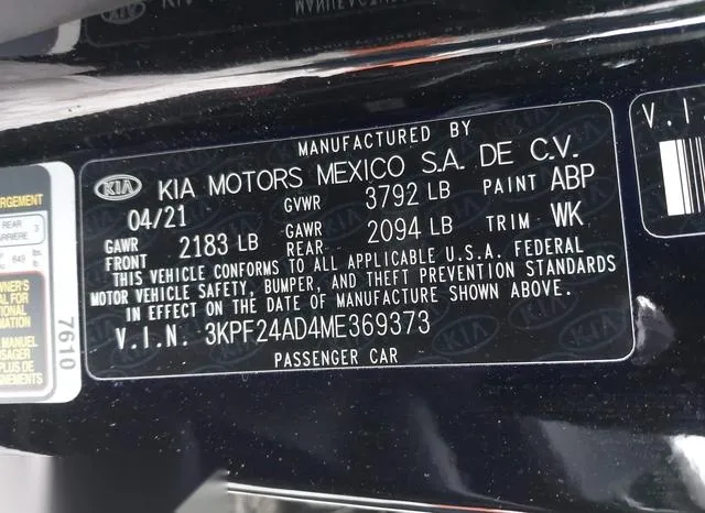 3KPF24AD4ME369373 2021 2021 KIA Forte- Lxs 9