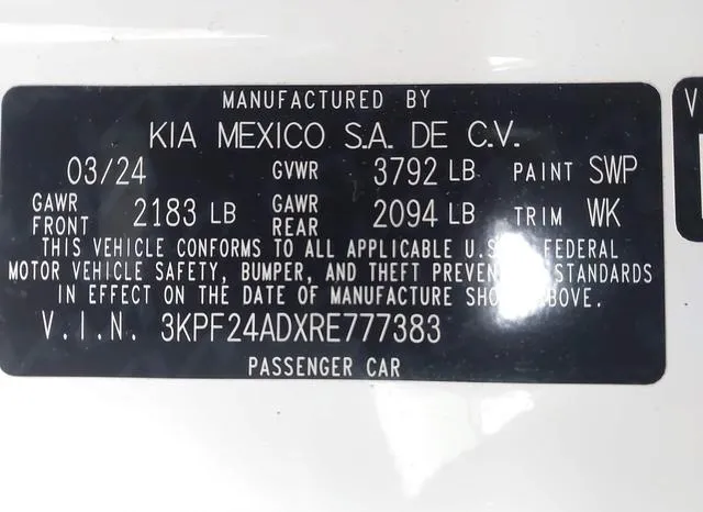 3KPF24ADXRE777383 2024 2024 KIA Forte- Lxs 9