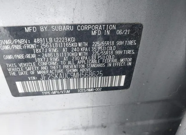 JF2SKAUC9MH568625 2021 2021 Subaru Forester- Limited 9