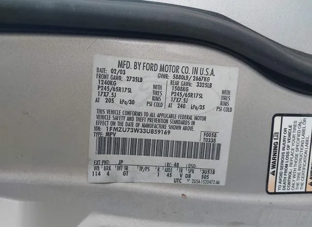 1FMZU73W33UB59169 2003 2003 Ford Explorer- Nbx/Xlt 9