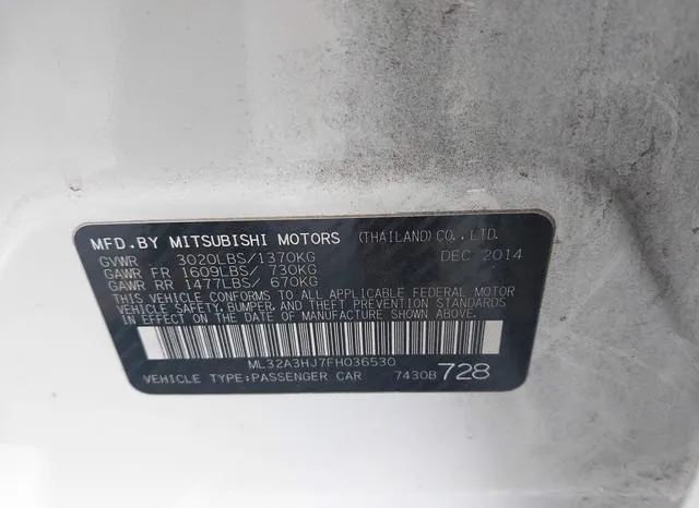 ML32A3HJ7FH036530 2015 2015 Mitsubishi Mirage- DE 9