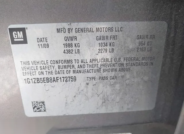 1G1ZB5EB8AF172759 2010 2010 Chevrolet Malibu- LS 9