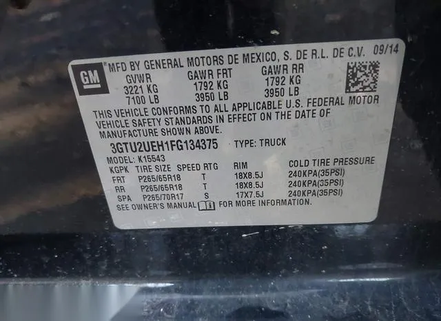 3GTU2UEH1FG134375 2015 2015 GMC Sierra- 1500 Sle 9