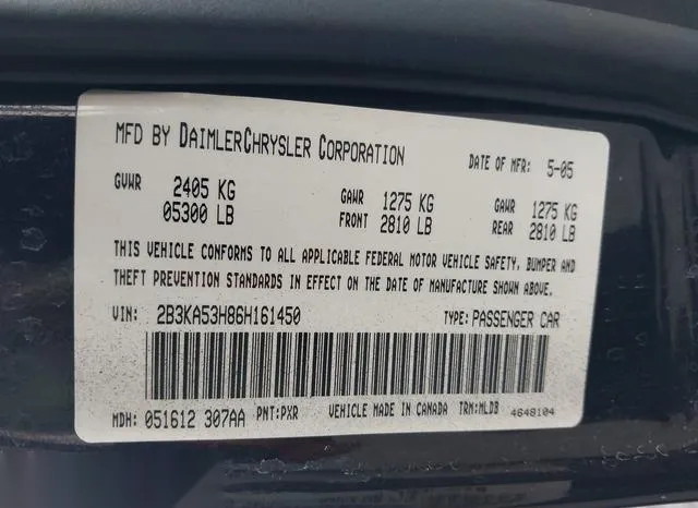 2B3KA53H86H161450 2006 2006 Dodge Charger- RT 9